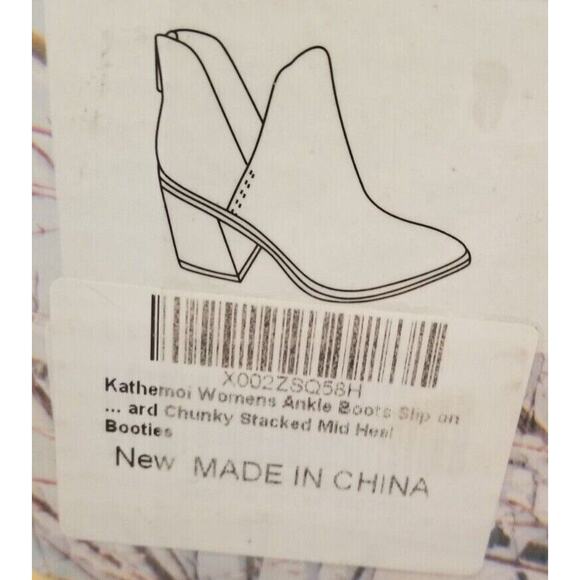 Kathemoi Ankle Boots Slip-on Pointed Toe Chunky Stacked Mid Heel Sz 8 - NWT's - Picture 10 of 10
